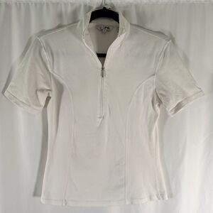 Goode Rider 1/4 Zip Top Women's Medium White Short Sleeve Zip Up Pullover